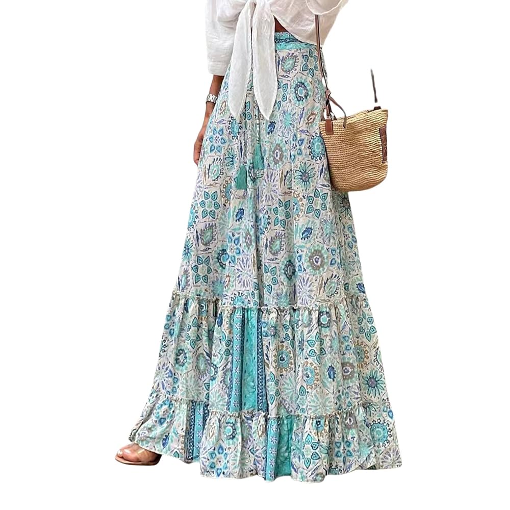Amazon.com: QXQYGRZ Womens Boho Ruffle Hem Long Skirts Flowy